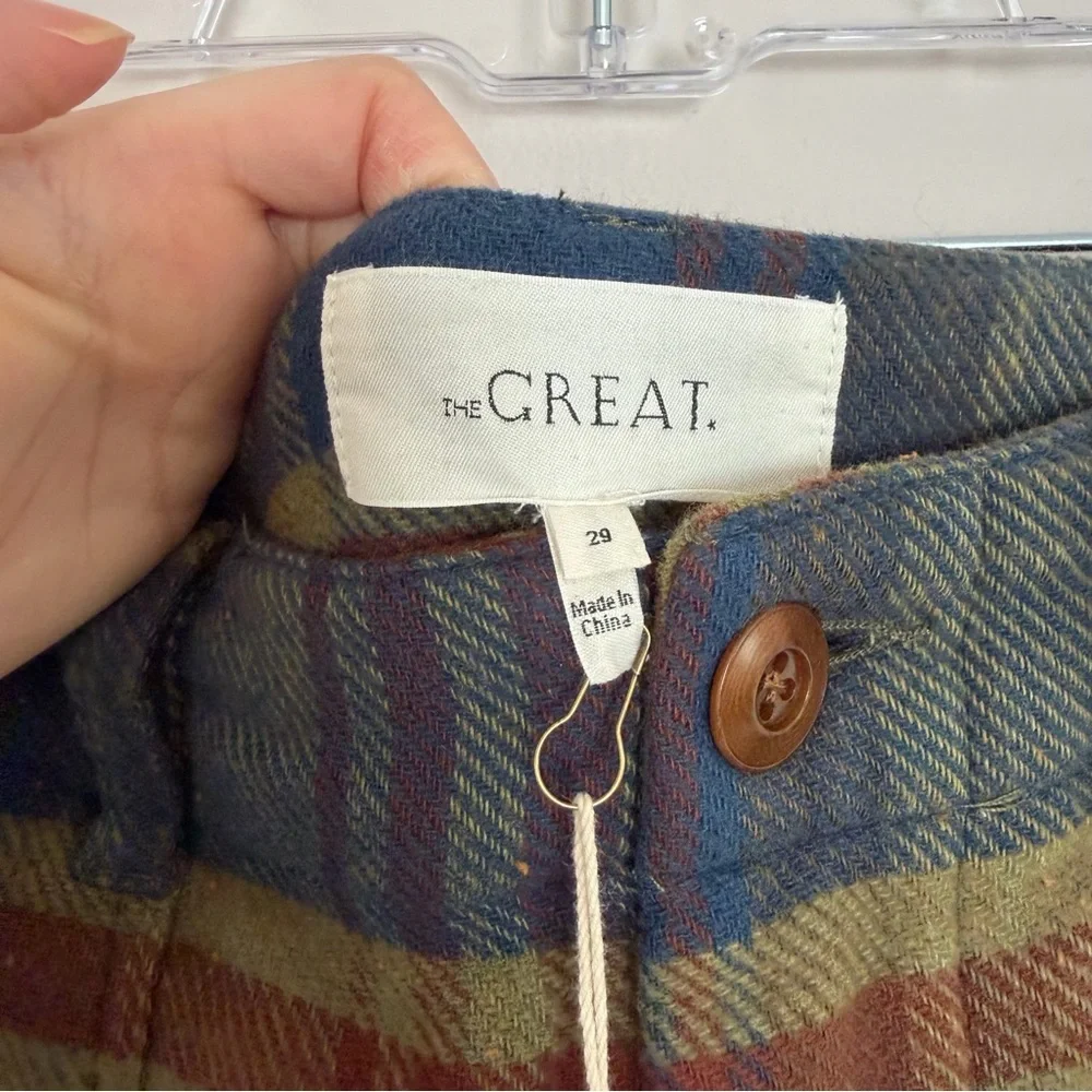 NWT The Great Ranger Pants Sequoia Plaid Flannel Cropped Size 29 100% Cotton